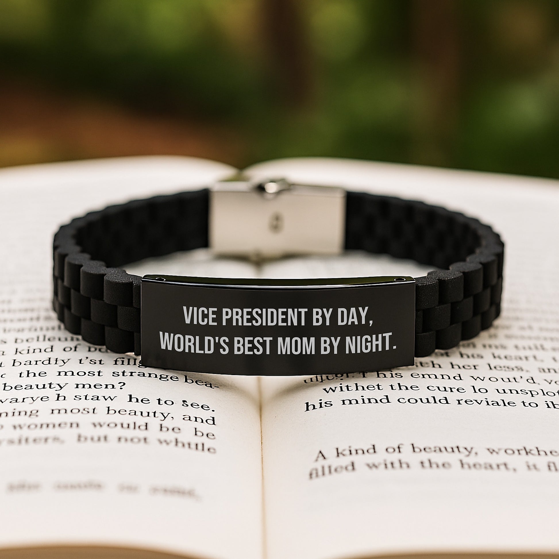 Vice President Gifts from Friends, Gifts for Vice President, Glide lock Clasp Bracelet, Funny Quote, Graduation Unique Gifts by Day, World's Best Mom By Night. - Image 2