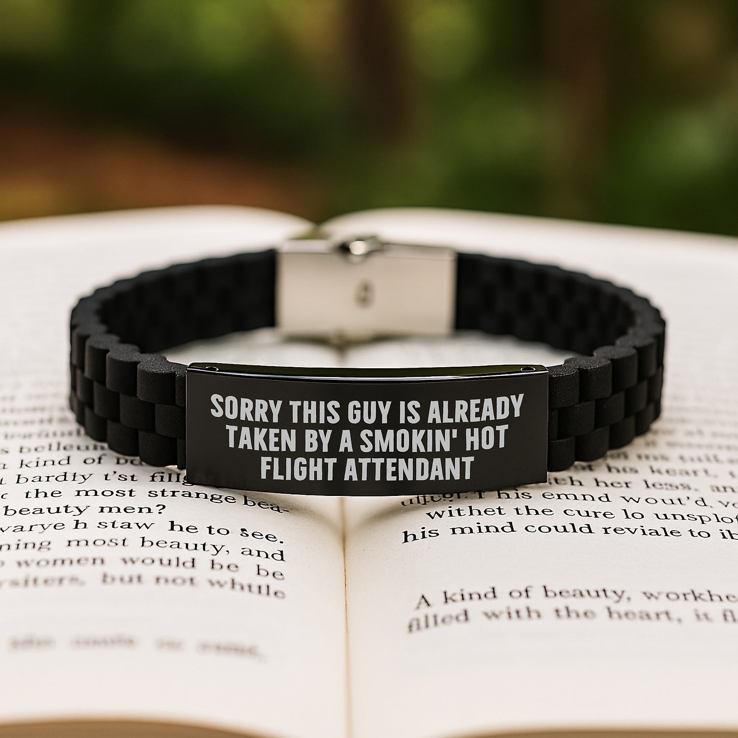Funny Flight Attendant Gifts from Friends for Graduation - Glide lock Clasp Black Stainless Steel Silicone Adjustable Black Rose Gold Tone Silver Charm Gift for Flight Attendant - Image 2