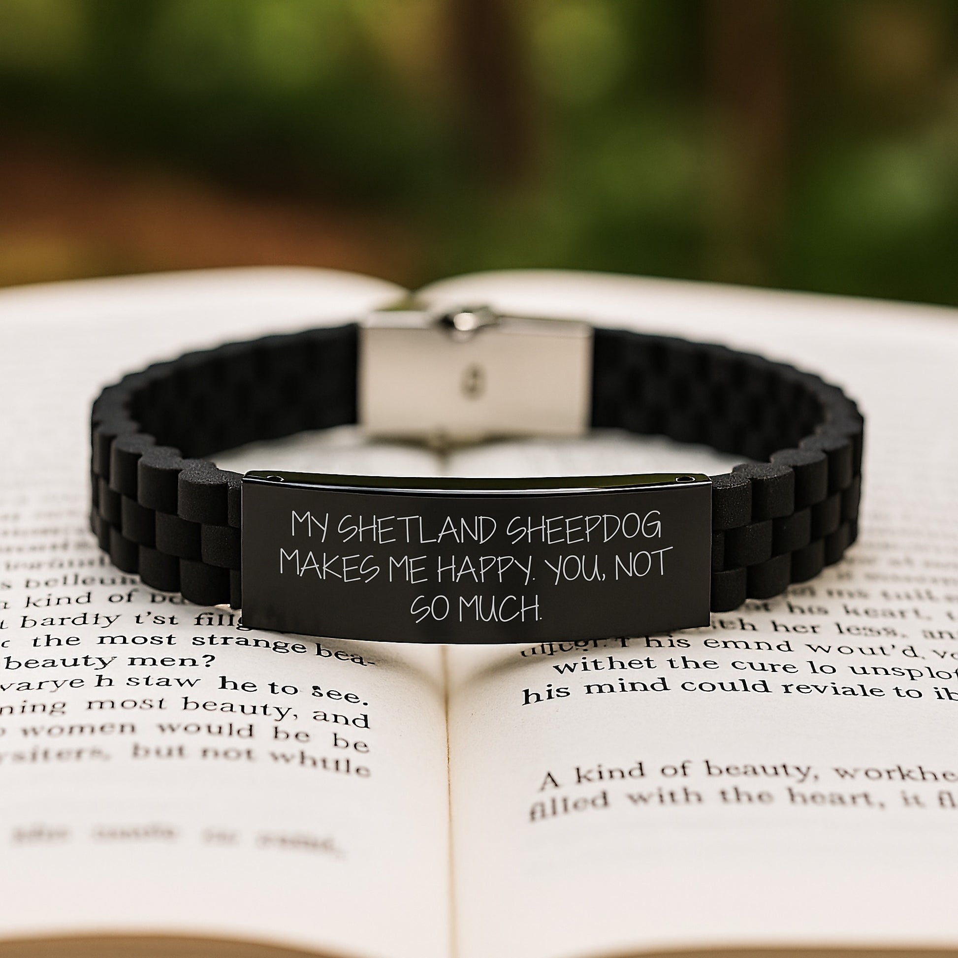 Funny Shetland Sheepdog Gifts for Her - Glide lock Clasp Bracelet from Friends for Graduation, My Shetland Sheepdog Makes Me Happy. You, Not So Much. - Image 2