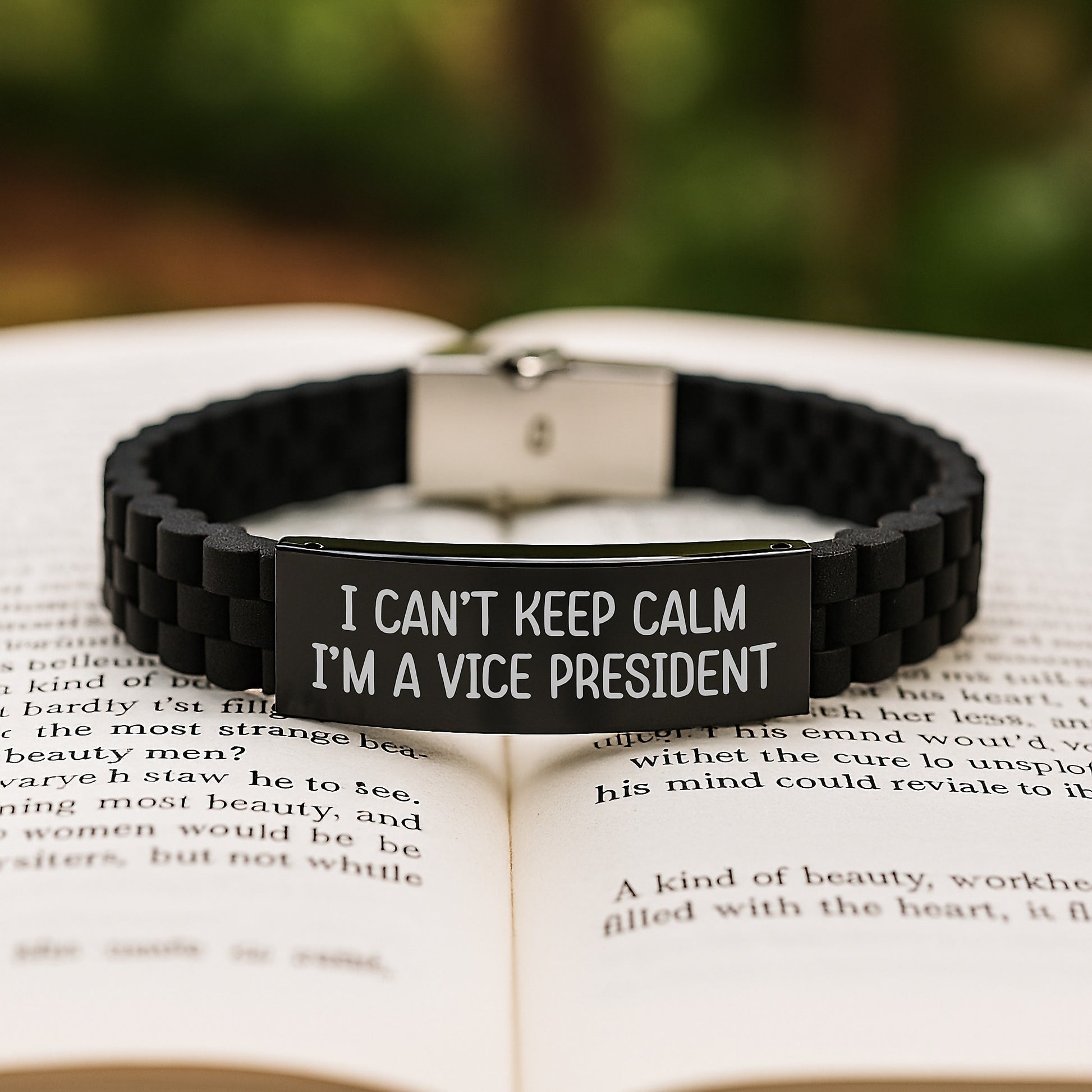 Funny Vice President Quotes Gifts for Men - Glide lock Clasp Adjustable Black Stainless Steel Silicone Jewelry, Ideal for Graduation, From Friends, Coworkers, Family. - Image 2