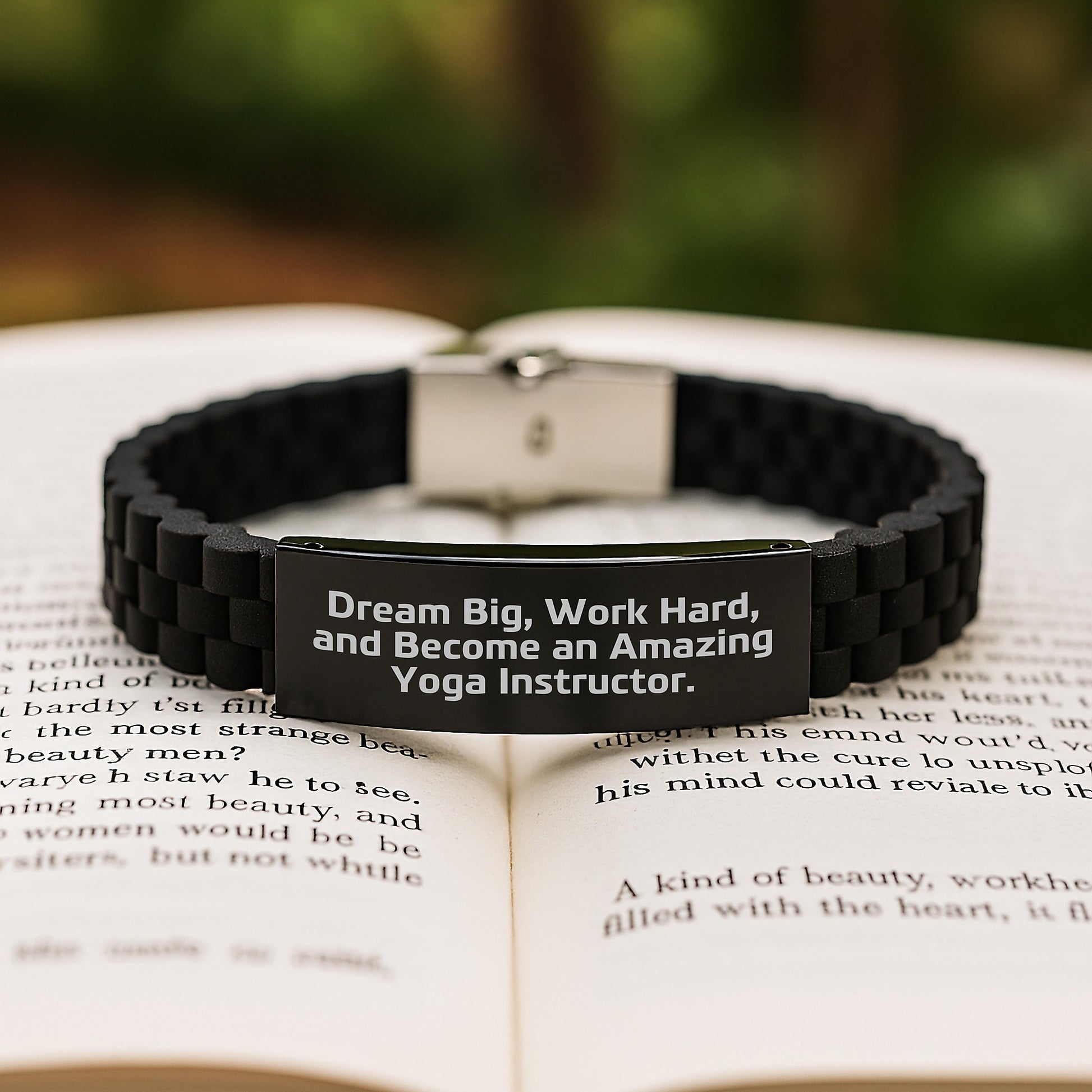 Yoga Instructor Gifts from Friends - Inspirational Glide lock Clasp Bracelet for Graduation - 'Dream Big, Work Hard, And Become An Amazing Yoga Instructor.' - Image 2