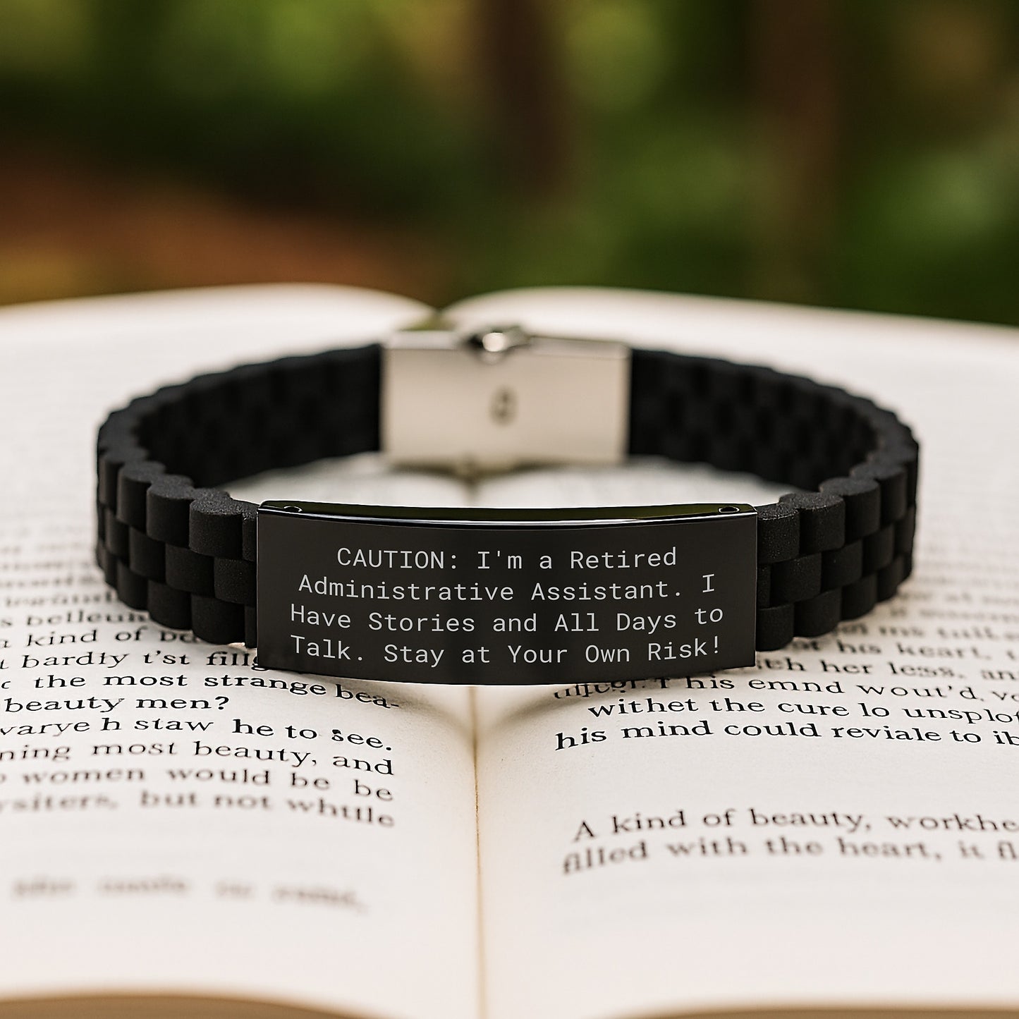 Administrative Assistant Gifts, Funny Quote, Glide lock Clasp Black Stainless Steel Silicone Adjustable Gift from Coworkers to Administrative Assistant for Graduation Unique Gifts - Image 2