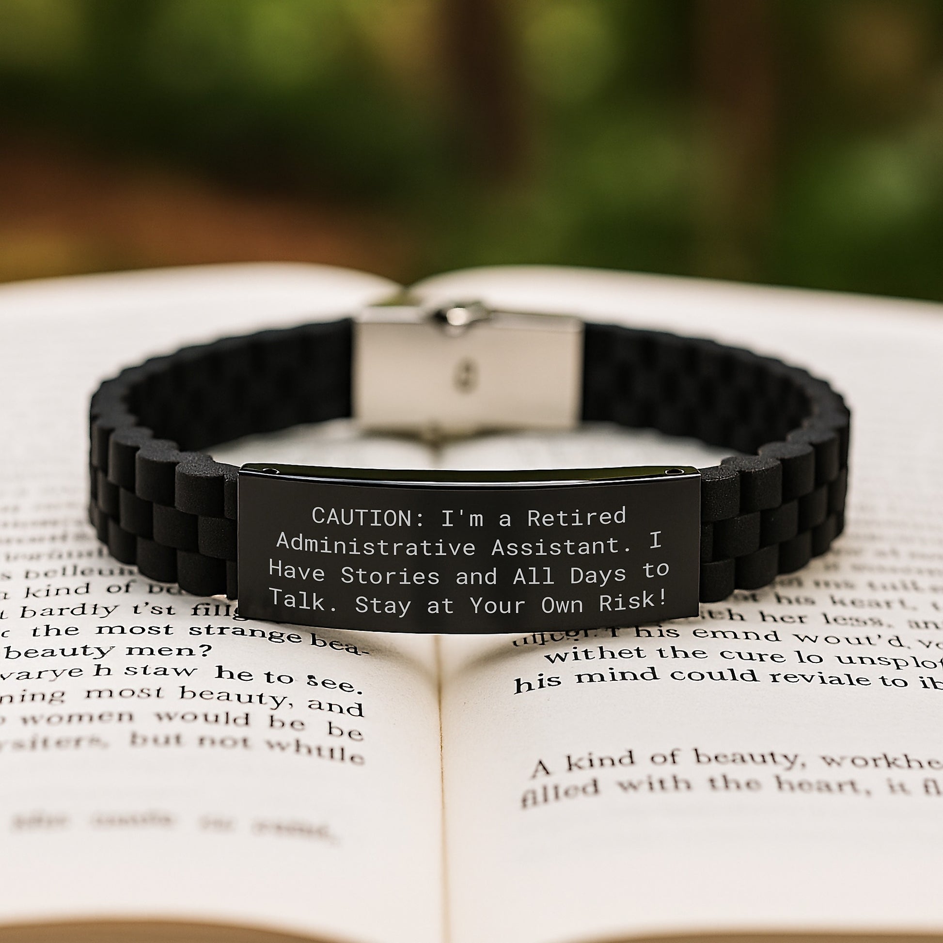 Administrative Assistant Gifts, Funny Quote, Glide lock Clasp Black Stainless Steel Silicone Adjustable Gift from Coworkers to Administrative Assistant for Graduation Unique Gifts - Image 2