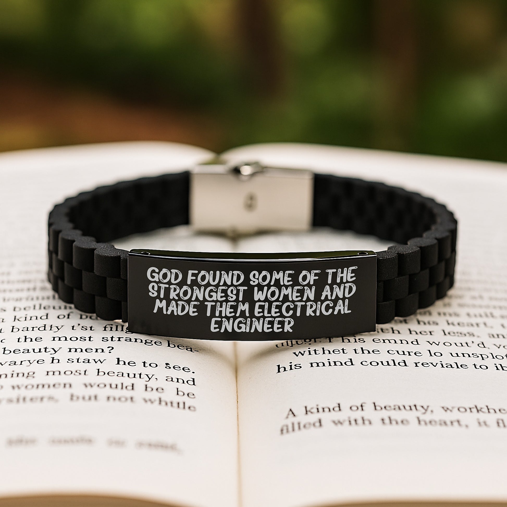 Christmas Unique Gifts for Electrical Engineer Friends and Family - 'God Found Some Of The Strongest Women And Made Them Electrical Engineer' Quote Silver Glide lock Clasp Bracelet - Image 2