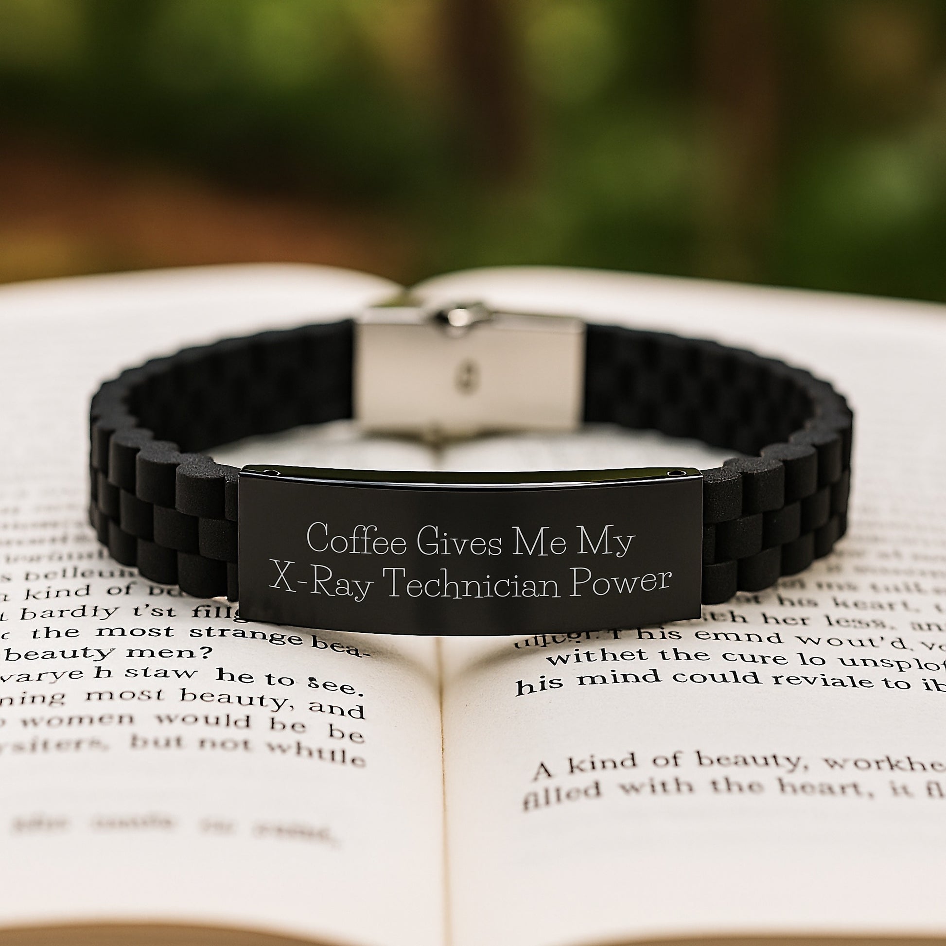 X-Ray Technician Power Gifts from Friends to X-Ray Technician Graduates with Funny Glide lock Clasp Bracelet Coffee Quote, Unique Gifts for X-Ray Technician Men - Image 2