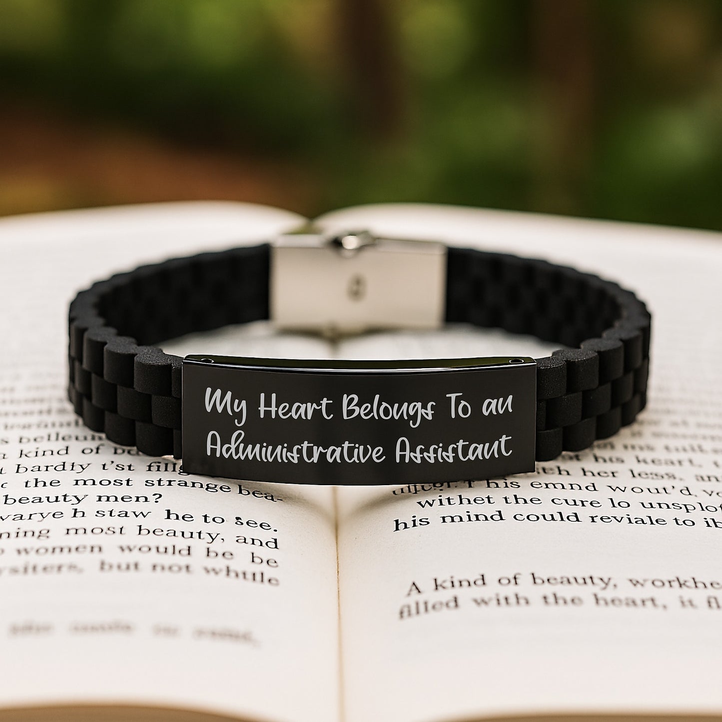 Funny Administrative Assistant Gifts for Christmas, Glide lock Clasp Bracelet, 'My Heart Belongs To An Administrative Assistant' Quote, Gifts from Coworkers, Gifts for Administrative Assistant - Image 2