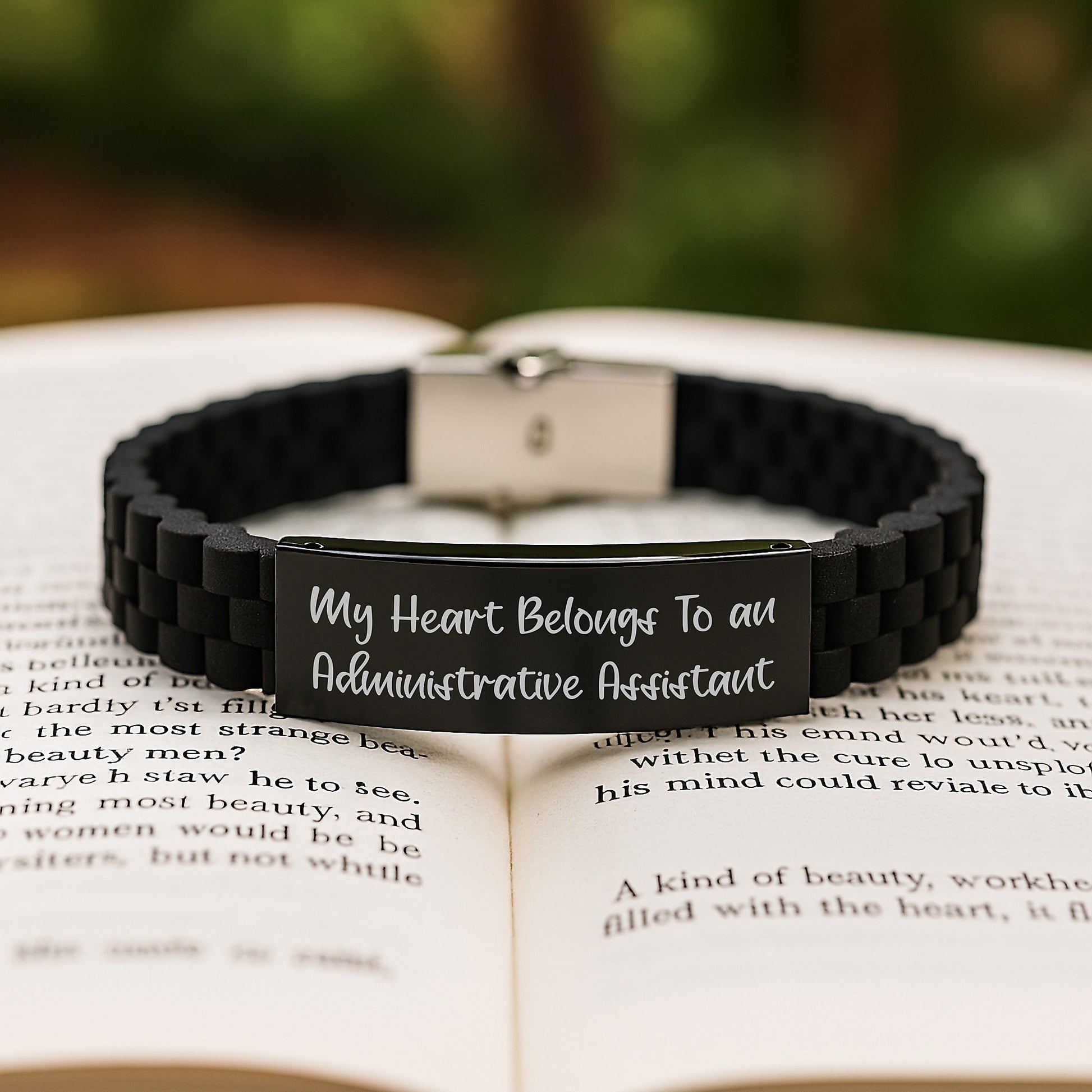 Funny Administrative Assistant Gifts for Christmas, Glide lock Clasp Bracelet, 'My Heart Belongs To An Administrative Assistant' Quote, Gifts from Coworkers, Gifts for Administrative Assistant - Image 2