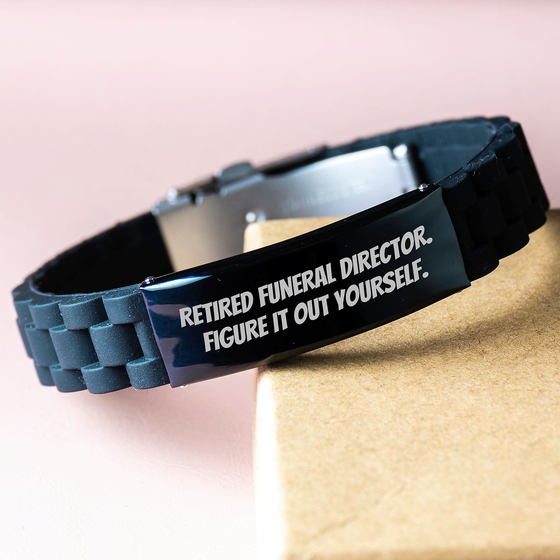 Funny Funeral Director Gifts from Friends - Retired Funeral Director Figure It Out Yourself Glide lock Clasp Bracelet for Graduation - Image 3