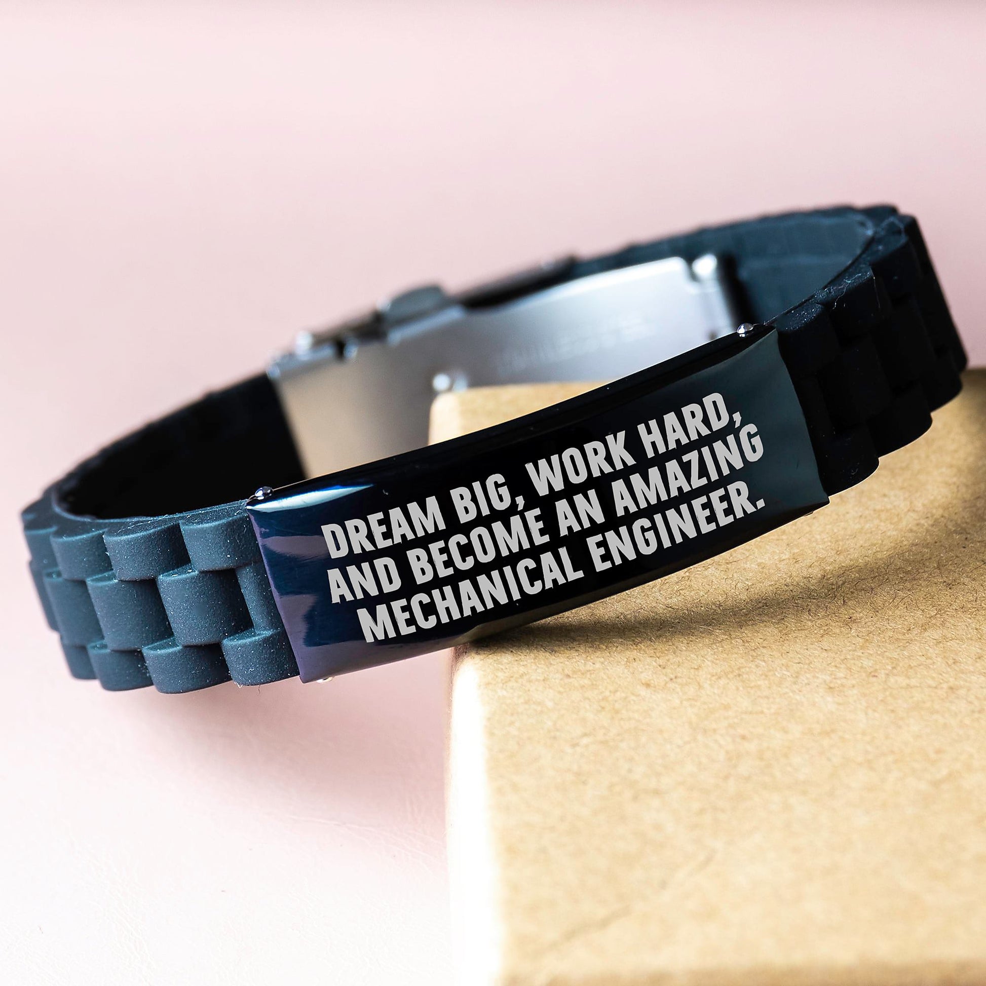 Mechanical Engineer Inspirational Gifts from Friends for Men - Glide lock Clasp Bracelet - Dream Big, Work Hard, Become Amazing Mechanical Engineer - Image 3