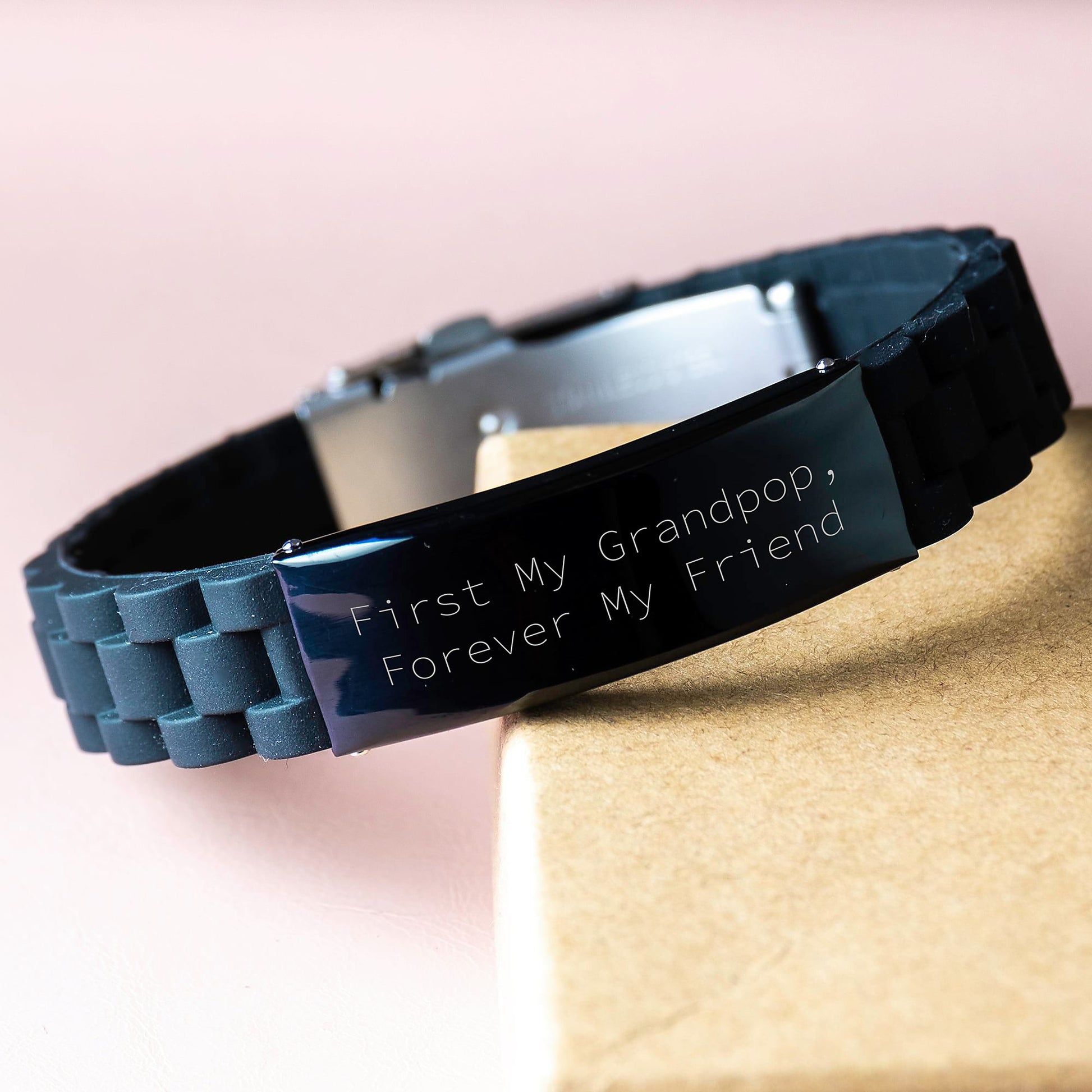 Grandpop Gifts, Funny Quote Glide lock Clasp Bracelet for Men, Gifts from Family to Grandpop, Perfect for Christmas Unique Gifts - Image 3