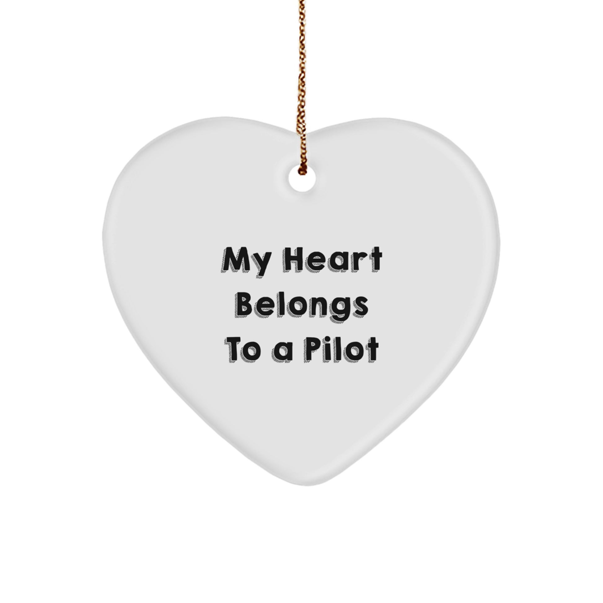 Pilot Gifts from My Heart Belongs To A Pilot, Heart Ornament for Christmas, Inspirational Pilot Quote Decor - Image 1