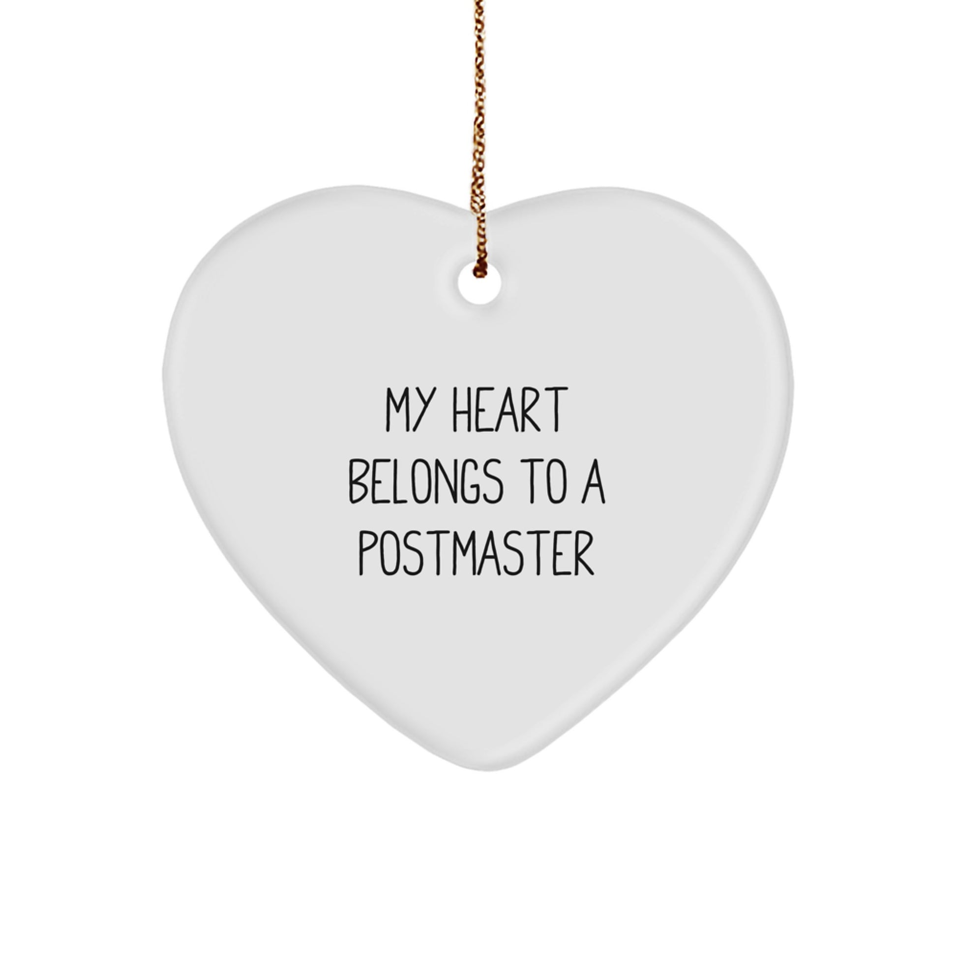 Funny Postmaster Gifts from Friends, Heart Ornament My Heart Belongs To A Postmaster Christmas Unique Gifts for Postmaster - Image 1