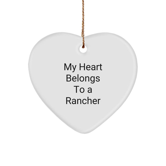 Rancher Inspired Heart Ornament Gifts from Friends for Rancher - Funny Heart Shaped Ornament with Christmas Quote - Image 1