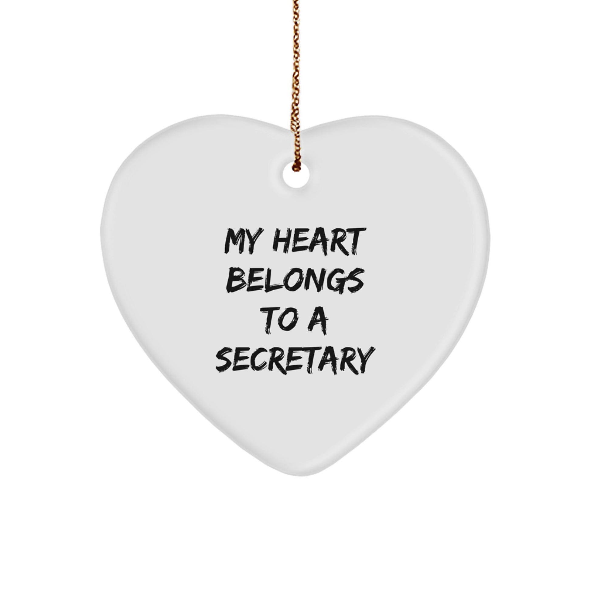 Funny Heart Ornament Gifts for Secretary, Cute Secretary Office Decor, My Heart Belongs To A Secretary Christmas Unique Gifts from Friends or Family - Image 1