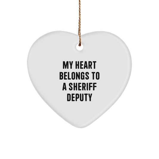 Funny Sheriff Deputy Heart Ornament Gifts from Friends to Sheriff Deputy Men - Image 1