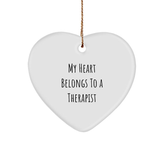 Funny Therapist Gifts for Christmas - Heart Ornament, 'My Heart Belongs To A Therapist' - Gifts from Friends, Family, Coworkers, Men, Women - Image 1