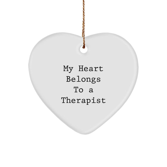 Funny Therapist Gifts - My Heart Belongs To A Therapist Christmas Ornament for Therapist Friends from Family - Image 1