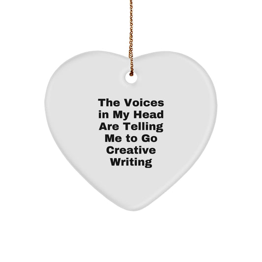 Funny Creative Writing Gifts from Friends, Heart Ornament with Inspirational Quote, Perfect for Writers and Women - Christmas Unique Gifts - Image 1