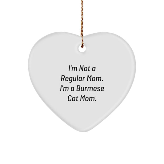 Funny Burmese Cat Mom Heart Ornament Gifts from Mom to Burmese Cat Lover, Christmas Unique Gifts for Burmese Cat Enthusiasts - Image 1