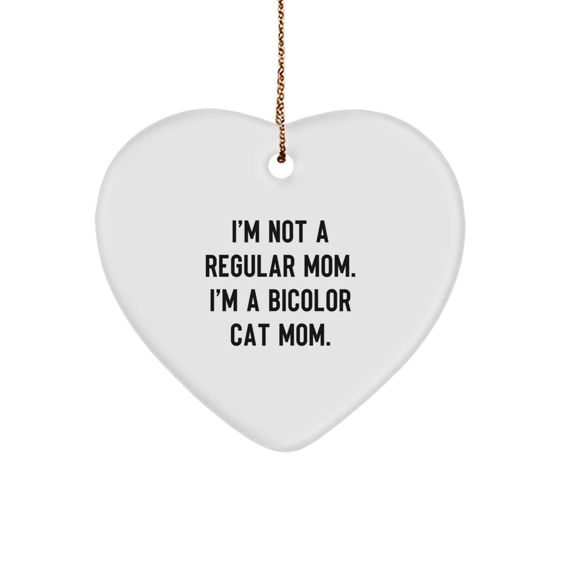 Bicolor Cat Mom Heart Ornament Gifts from Friends, Perfect for Christmas - Image 1
