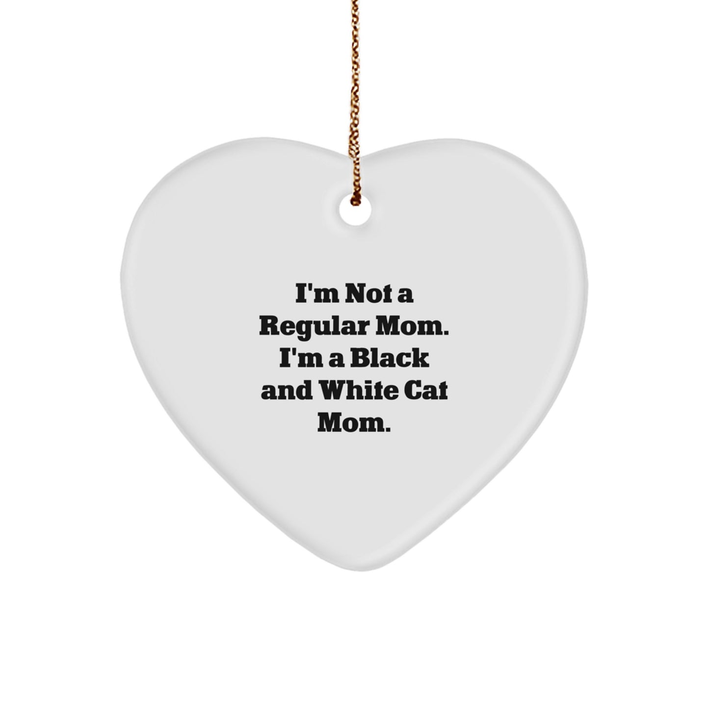 Black and White Cat Mom Christmas Unique Gifts from Friends to Black and White Cat Lovers, Funny Heart Ornament - Image 1