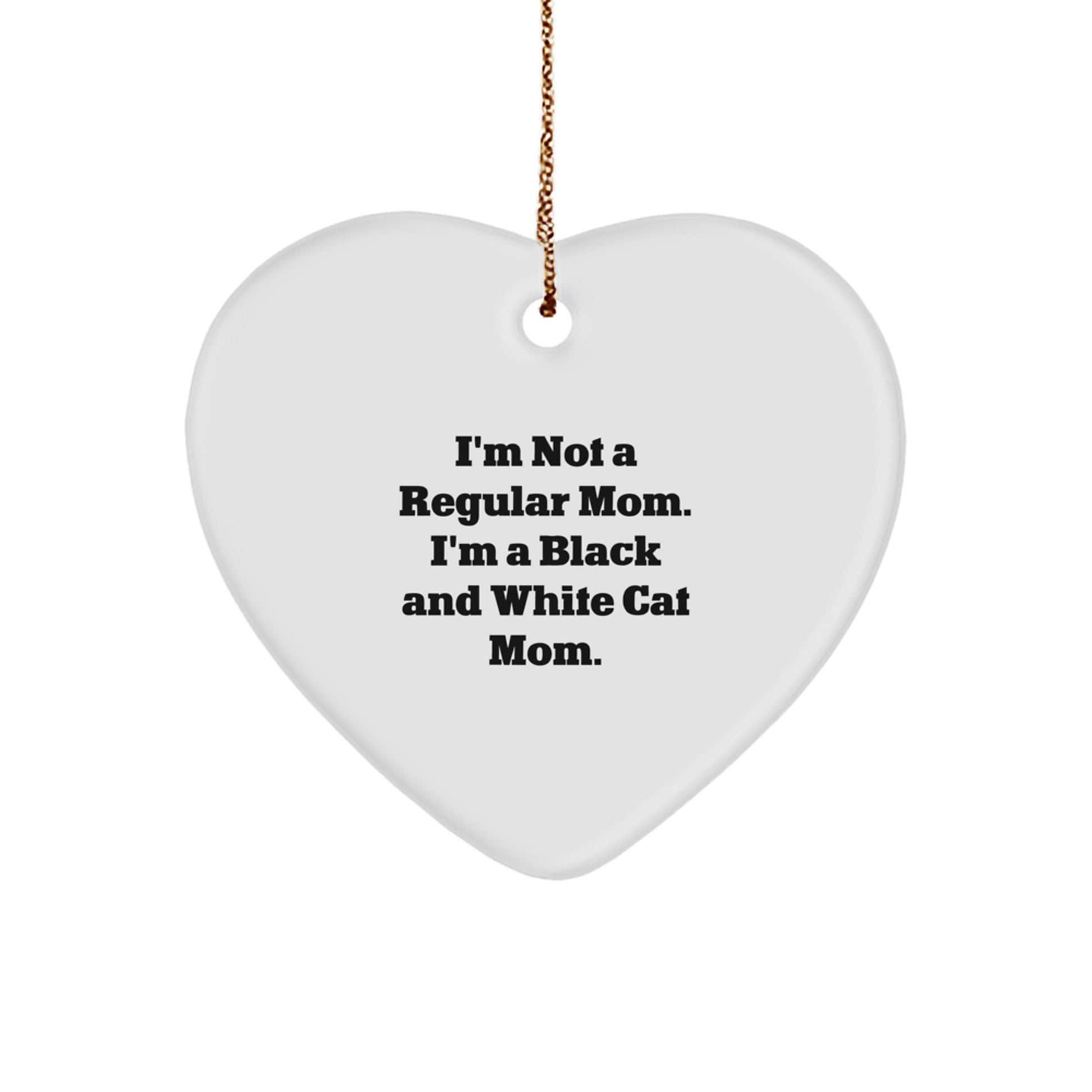 Black and White Cat Mom Christmas Unique Gifts from Friends to Black and White Cat Lovers, Funny Heart Ornament - Image 1