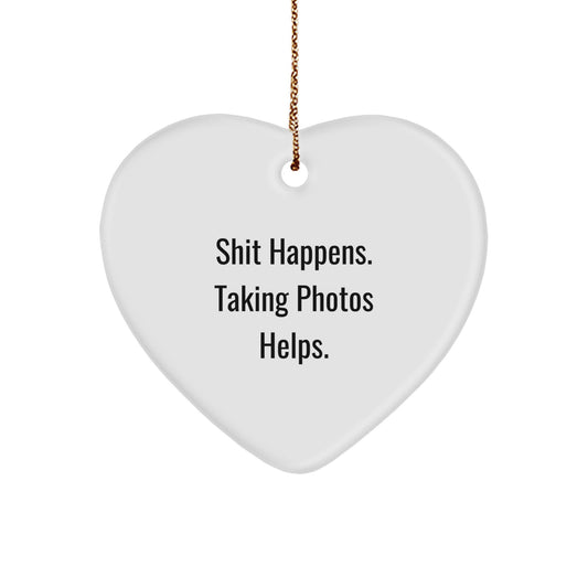 Funny Taking Photos Heart Ornament Gifts from Men for Taking Photos Enthusiasts at Christmas Time, Heart Shaped Ornament Decor with Funny Quote, Taking Photos Lover Gifts - Image 1
