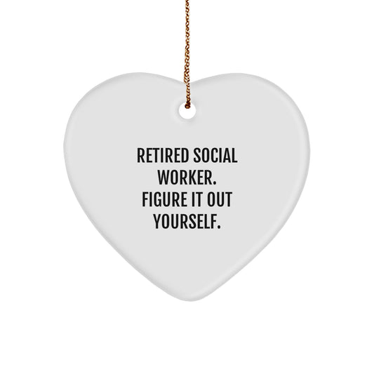 Social Worker Gifts from Friends, 'Figure It Out Yourself' Heart Ornament for Christmas, Heart-Shaped White MDF with High-Gloss Finish - Image 1