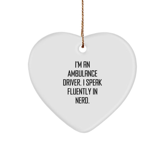 Funny Ambulance Driver Gifts from Men to Ambulance Driver Friends and Coworkers - Heart Ornament for Ambulance Driver Christmas Unique Gifts - Image 1
