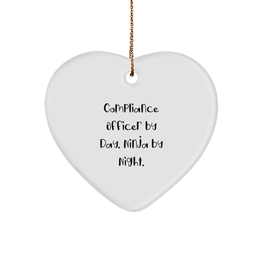 Compliance Officer Gifts from Men - Christmas Unique Heart Ornament by Day, Ninja By Night - Perfect for Coworkers, Friends, or Family - Image 1