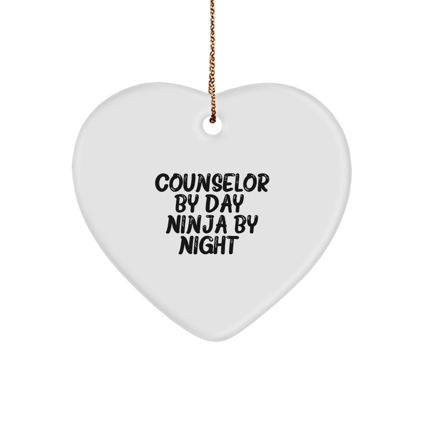 Counselor Gifts from Men - Heart Ornament for Counselor By Day, Ninja By Night. Christmas Unique Gifts for Women, Friends, and Family - Image 1