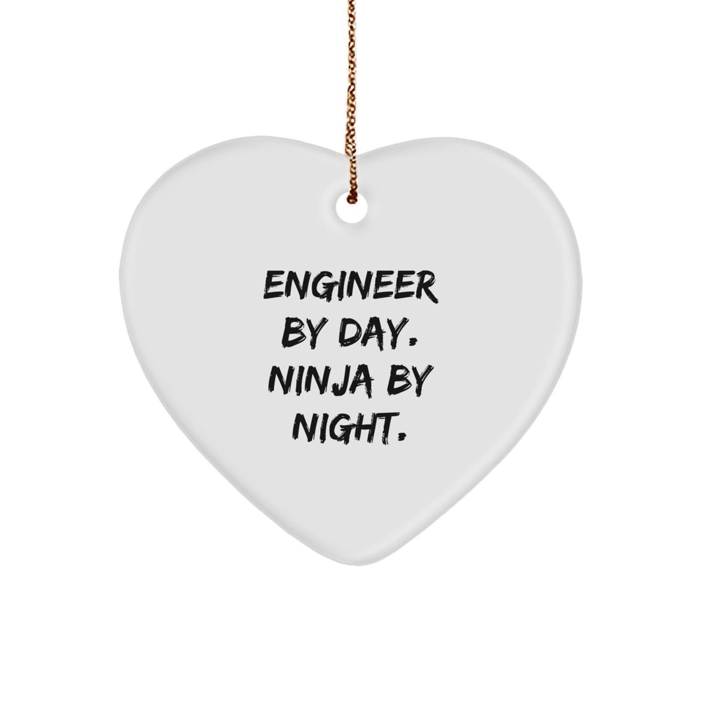 Gifts from Engineer Friends - Engineer Heart Ornament, 'Engineer By Day. Ninja By Night.' Christmas Decoration for Men, Funny Quote - Image 1