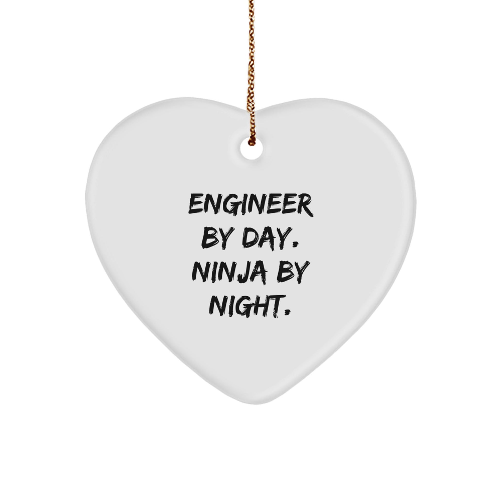 Gifts from Engineer Friends - Engineer Heart Ornament, 'Engineer By Day. Ninja By Night.' Christmas Decoration for Men, Funny Quote - Image 1