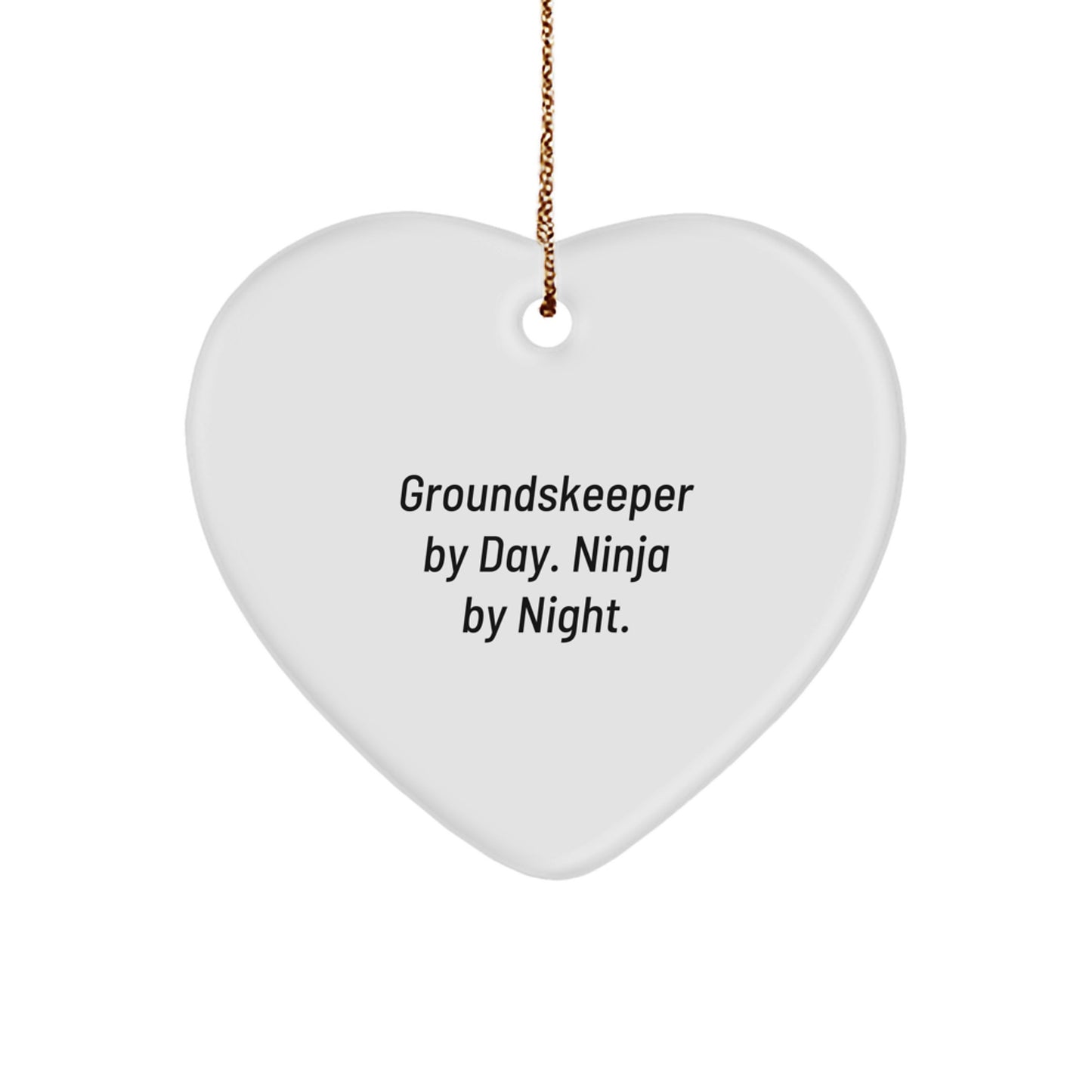 groundskeeper Gifts by Day, Ninja Ornaments by Night, Unique Christmas Heart Ornament for Men from Friends and Family - Image 1