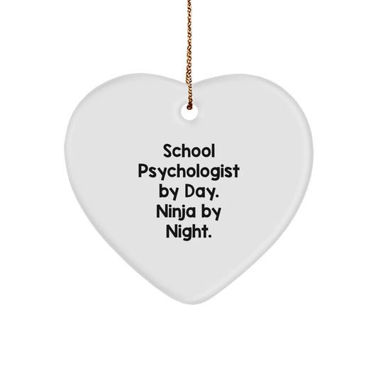 Funny Gifts from School Psychologist By Day, Ninja By Night. Heart Ornament for Christmas - Inspirational Gifts for School Psychologists - Image 1