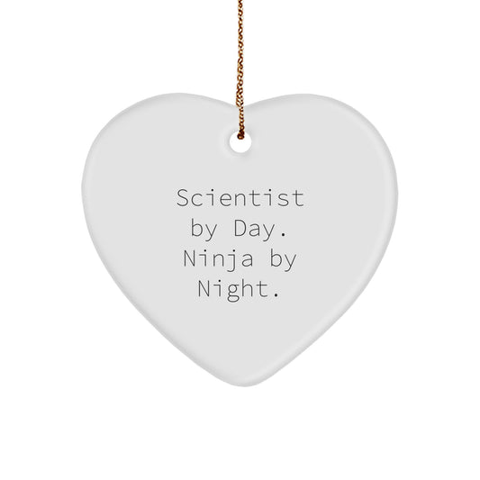 Funny Scientist Heart Ornament Gifts from Men to Friends for Scientist By Day Ninja By Night Christmas Unique Gifts - Image 1