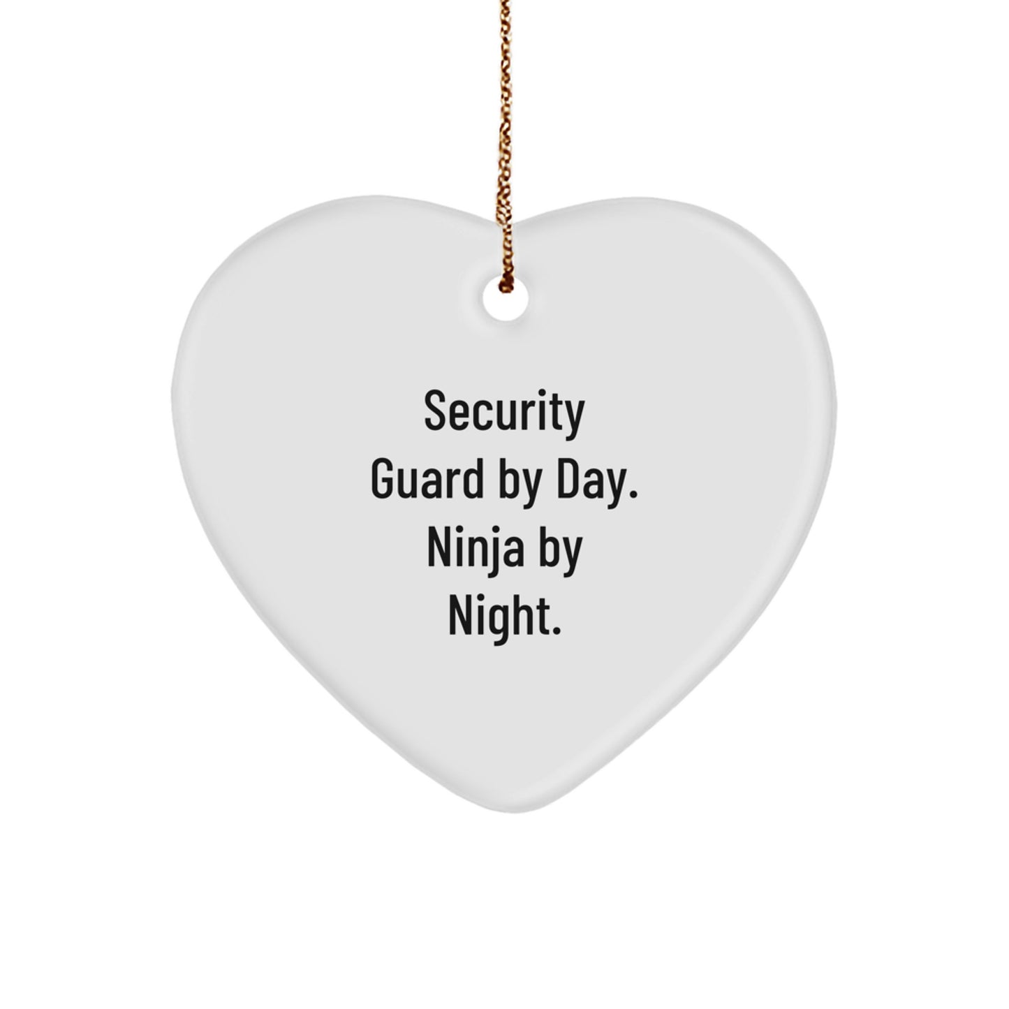 Funny Security Guard Gifts for Men - Heart Ornament 'Security Guard By Day. Ninja By Night.' - Christmas Unique Gifts from Friends - Image 1
