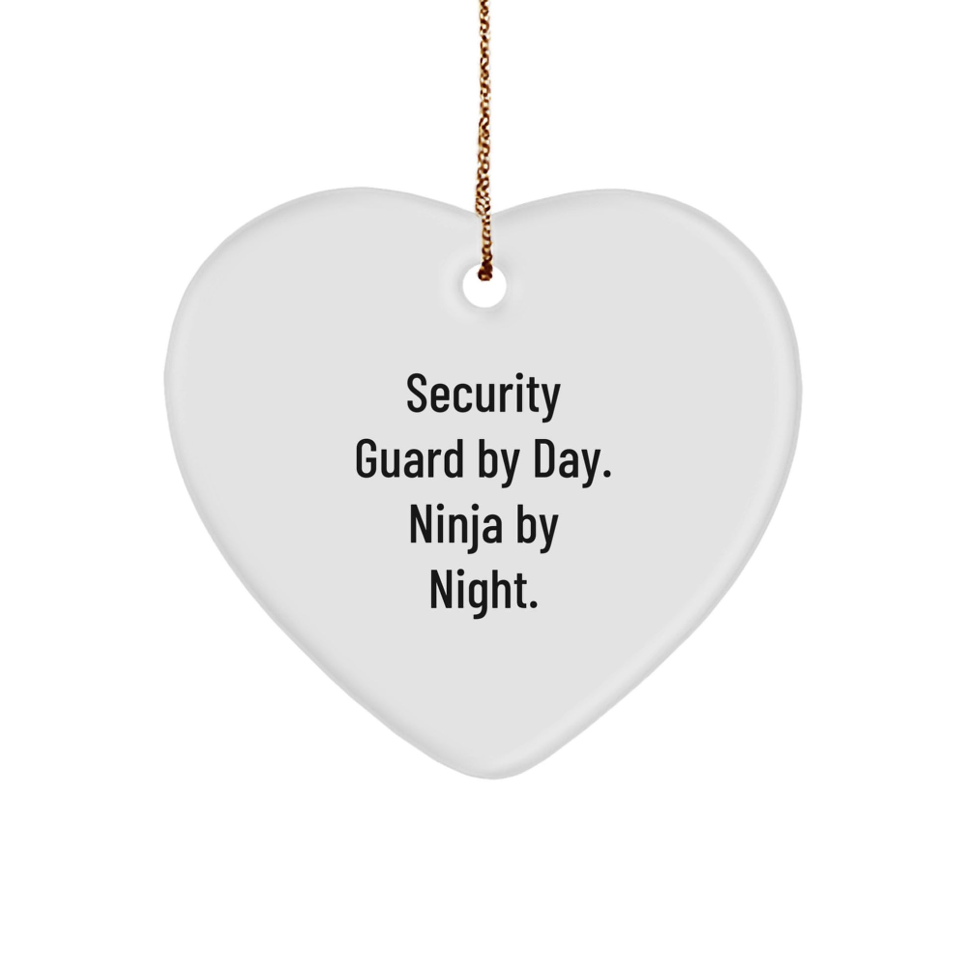 Funny Security Guard Gifts for Men - Heart Ornament 'Security Guard By Day. Ninja By Night.' - Christmas Unique Gifts from Friends - Image 1