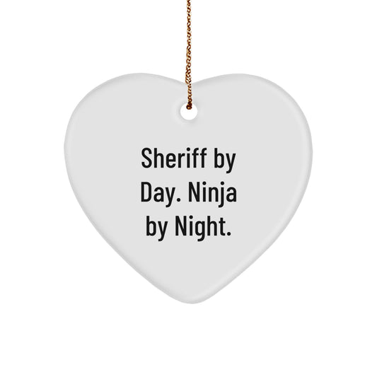 Funny Sheriff Heart Ornament Gifts from Friends for Men Sheriff Christmas Unique Gifts - Image 1
