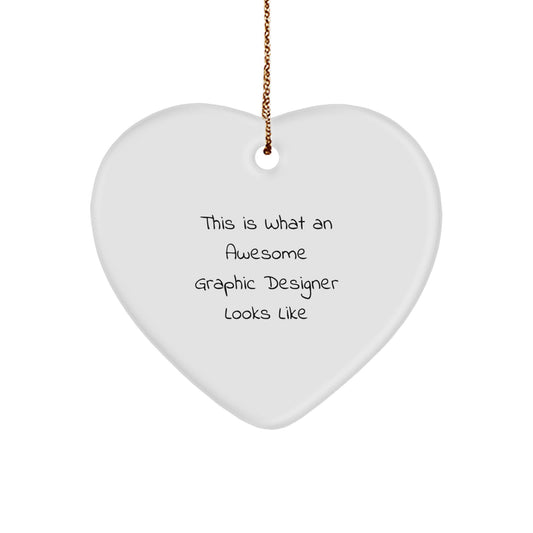 Funny Graphic Designer Gifts from Friends - Heart Ornament, Inspirational Quote, Christmas Unique Presents for Women - Image 1