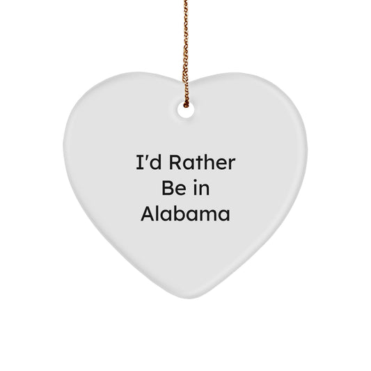 Alabama Heart Ornament Gifts from Friends and Family for Alabama Lovers - I'd Rather Be In Alabama Christmas Unique Gifts - Image 1