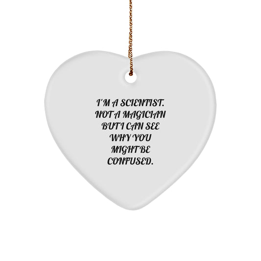 Funny Scientist Heart Ornament, Gifts from Family for Scientist, Christmas Unique Gifts, Scientist Decorations, Holiday Heart Shaped - Image 1