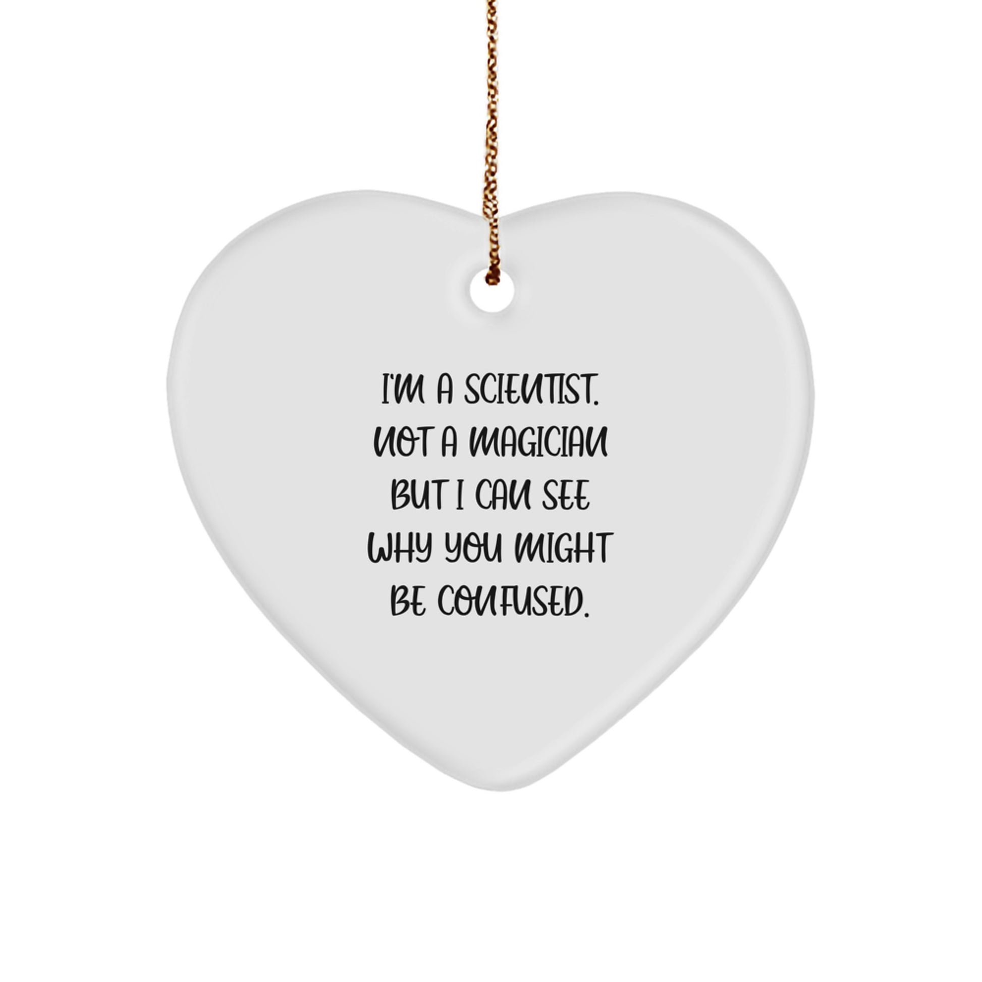 Funny Scientist Gifts from Friends for Scientist Men and Women, Heart Ornament for Christmas Unique Presents - Image 1
