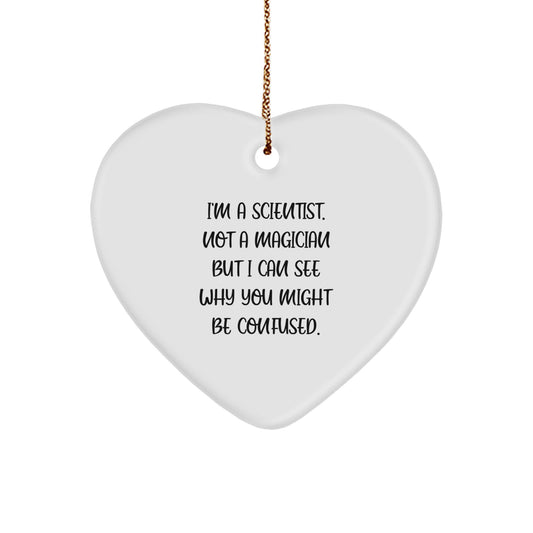 Funny Scientist Gifts from Friends for Scientist Men and Women, Heart Ornament for Christmas Unique Presents - Image 1