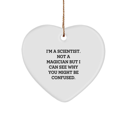 Funny Scientist Heart Ornament Gifts from Friends, Family, or Coworkers for Scientist Men and Women at Christmas. - Image 1