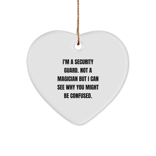 Security Guard Christmas Unique Gifts from Friends, Funny Heart Ornament for Security Guard, Security Guard Heart Ornament Gifts for Security Guard - Image 1