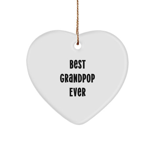 Gifts from Family for Grandpop, Heart Ornament Quote 'Best Grandpop Ever', Christmas Unique Decorations - Image 1