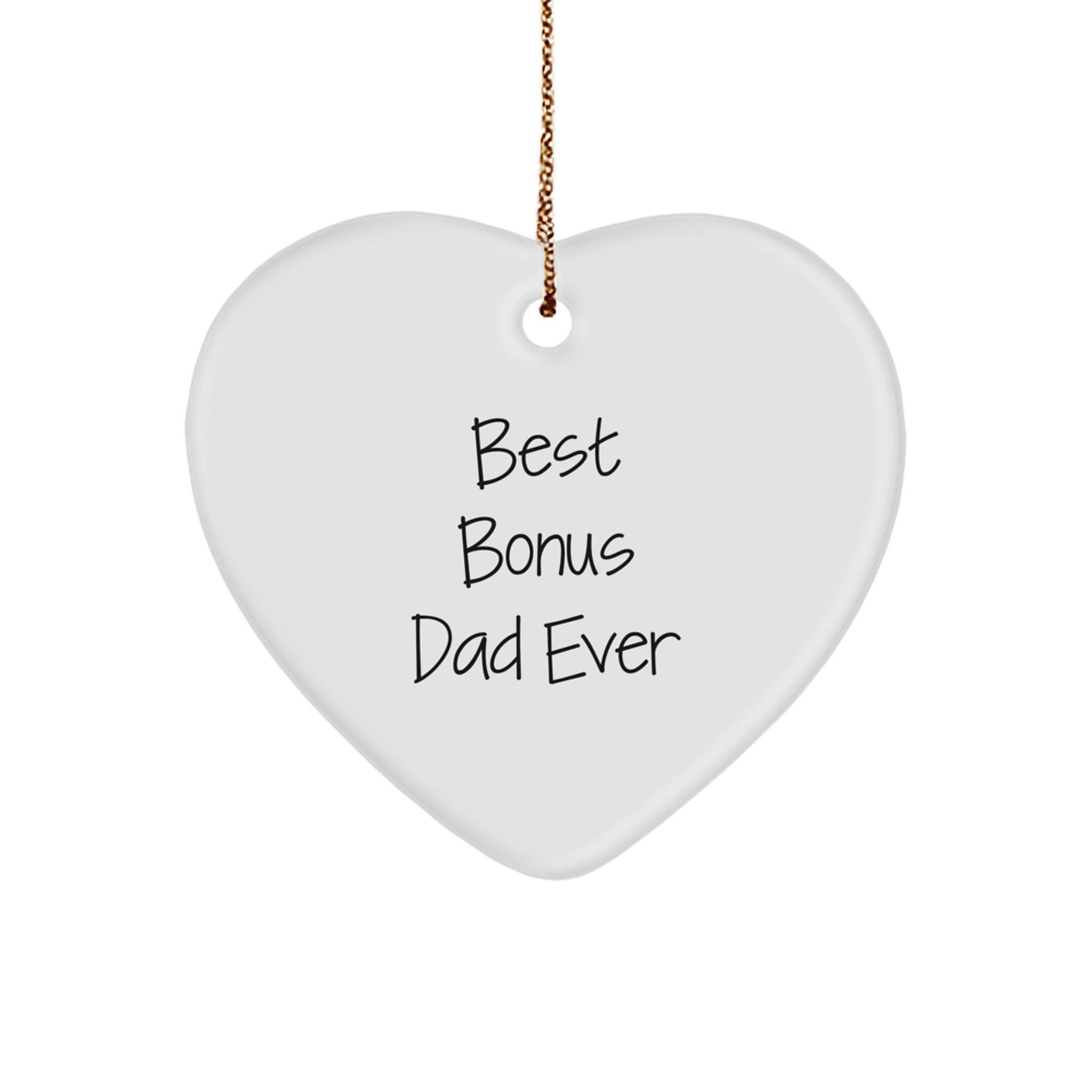 Funny Bonus Dad Gifts from Men, Best Bonus Dad Ever Heart Ornament for Christmas - Image 1