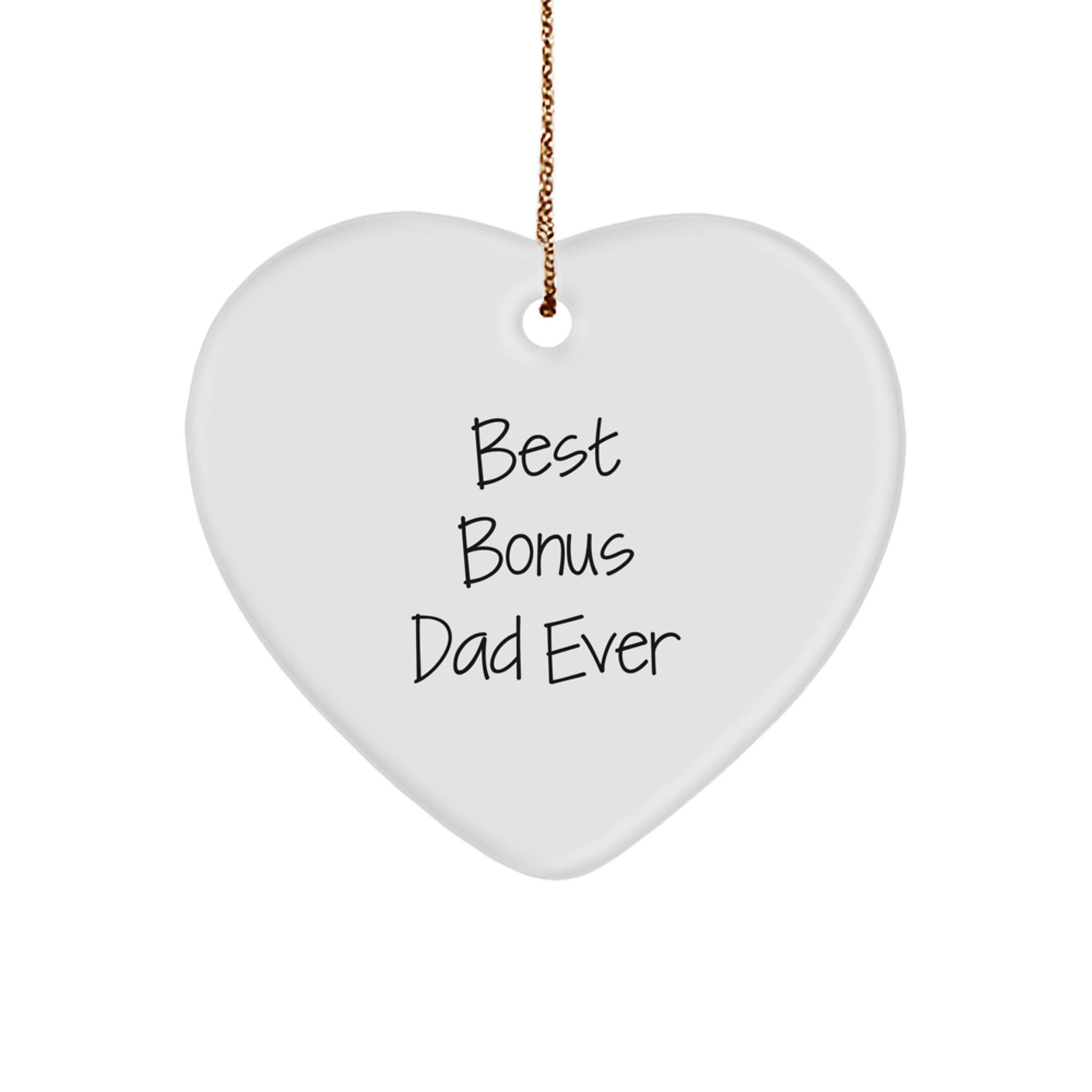 Funny Bonus Dad Gifts from Men, Best Bonus Dad Ever Heart Ornament for Christmas - Image 1