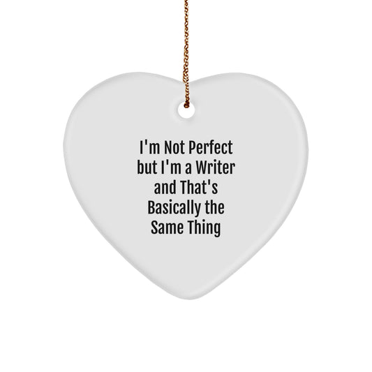 Funny Writer Heart Ornament Gifts from Men to Women Coworkers Friends Family, Unique Christmas Decorations, Writer Quote Gifts for Men Women Friends Coworkers - Image 1